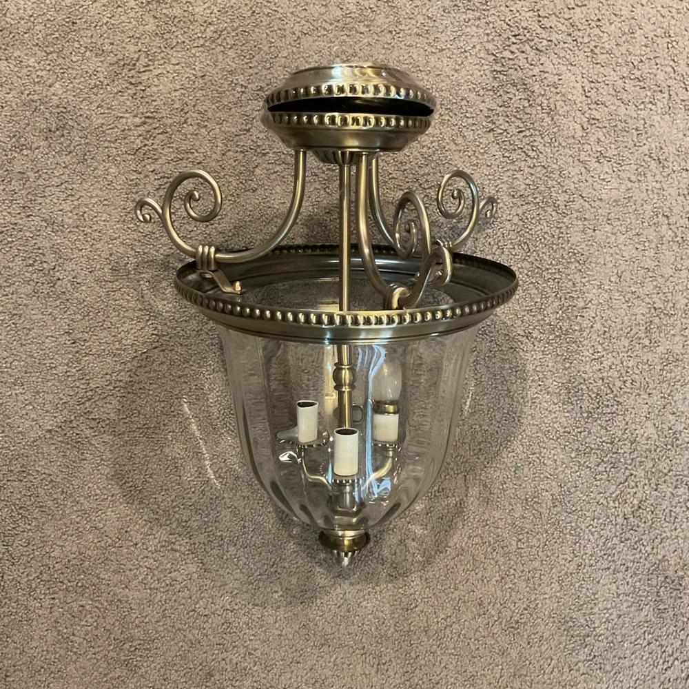 Luxurious Vintage 3-Light Large Pendant Pewter Chandelier Lighting Lamp X-Large